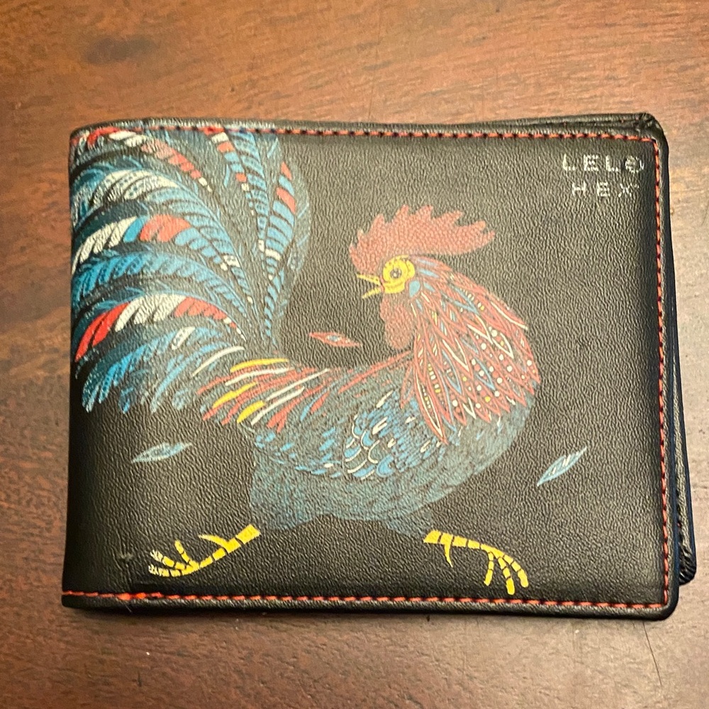 Black Leather Rooster Wallet